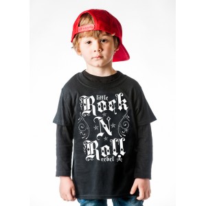 Dragstrip Kids Crew  T`Shirt - Little Rebel Black